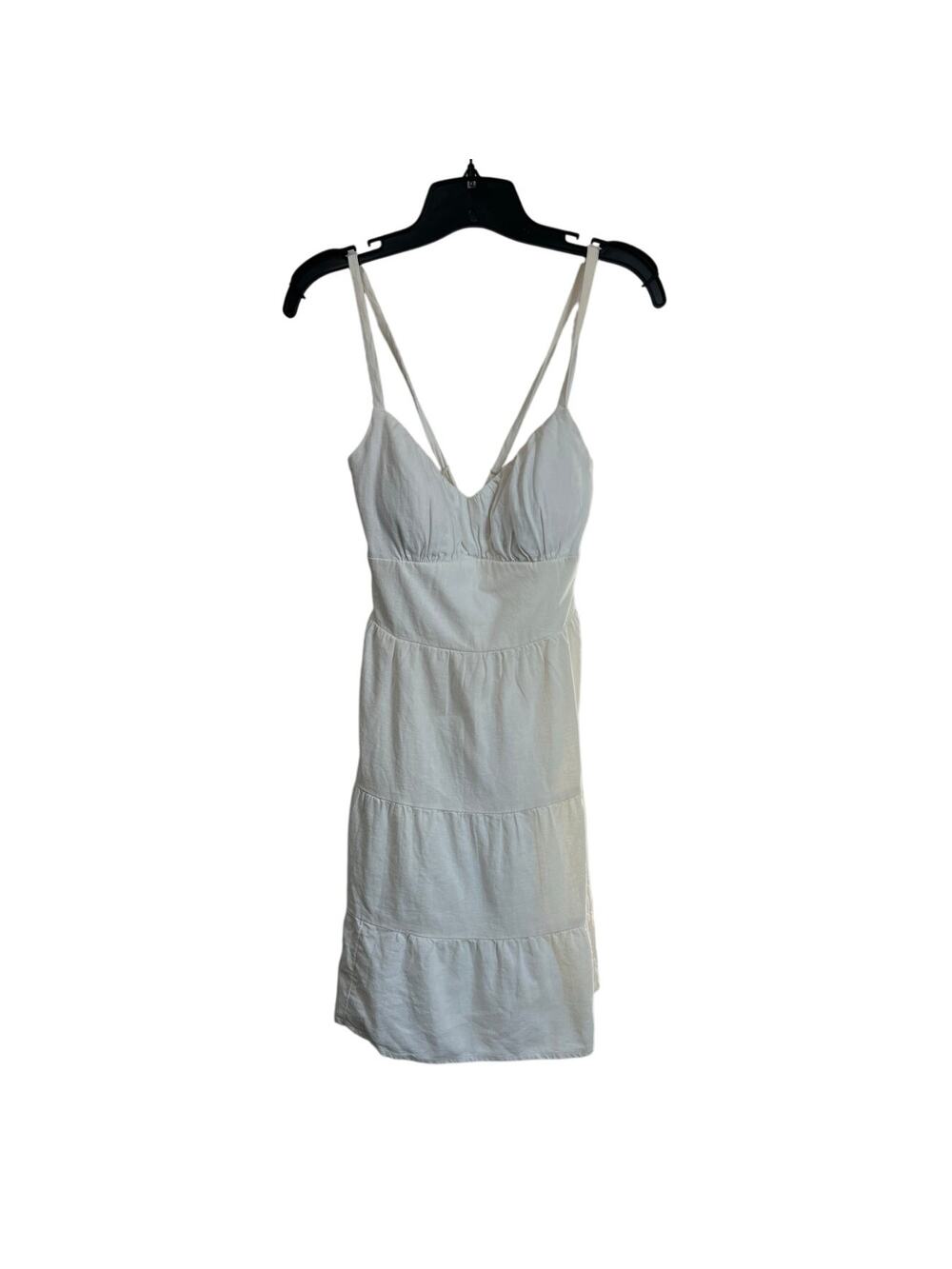 Hollister White Linen Blend‎ Tiered Mini Dress Casual Summer Size M